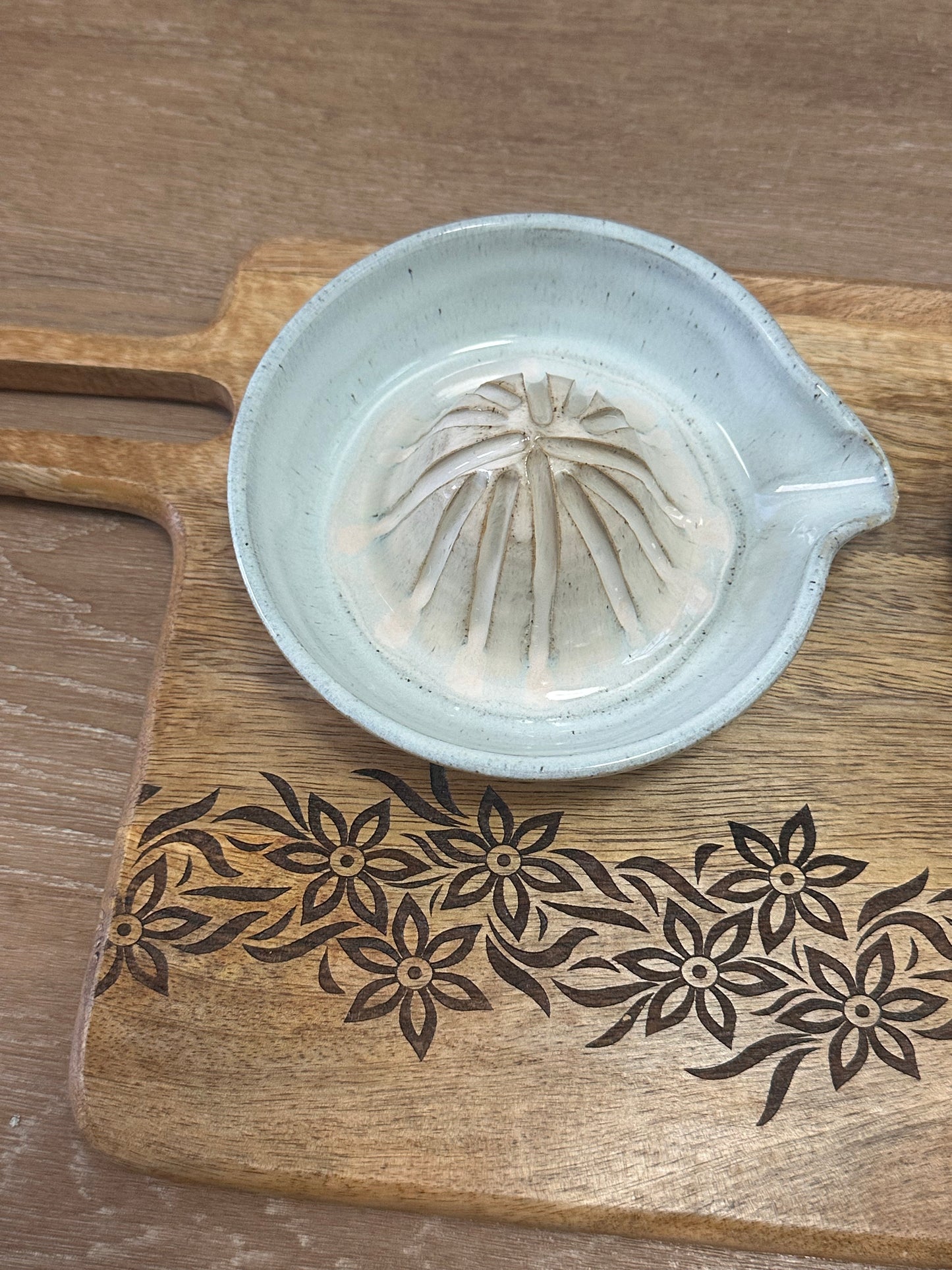 Floral Etched Natural Finish Chopping Board