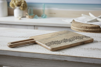 Floral Etched Natural Finish Chopping Board