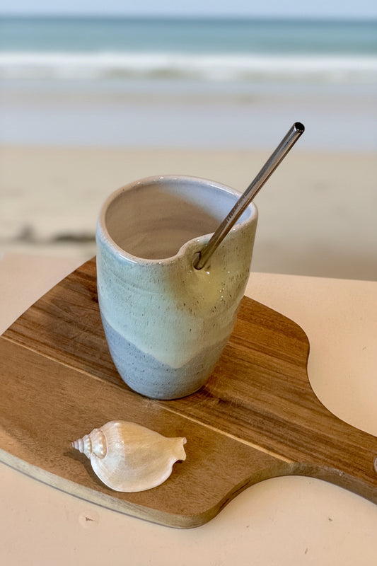 Ceramic handmade Tumbler with straw