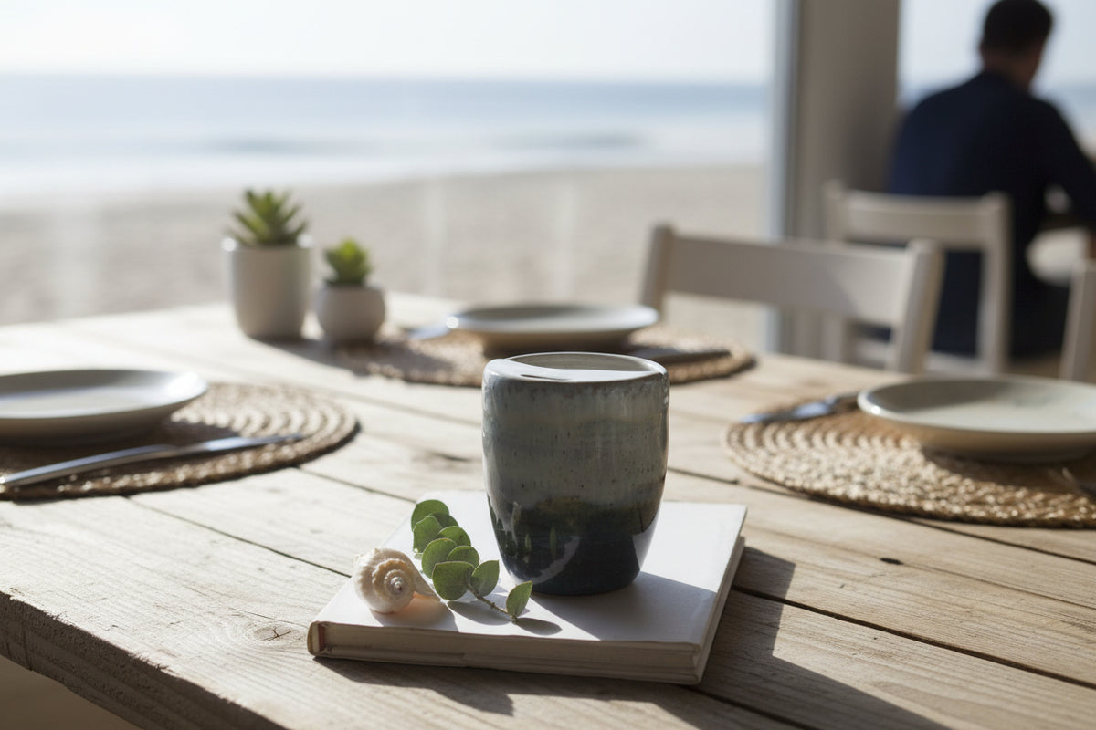 Beachy Ceramic Travel Mug