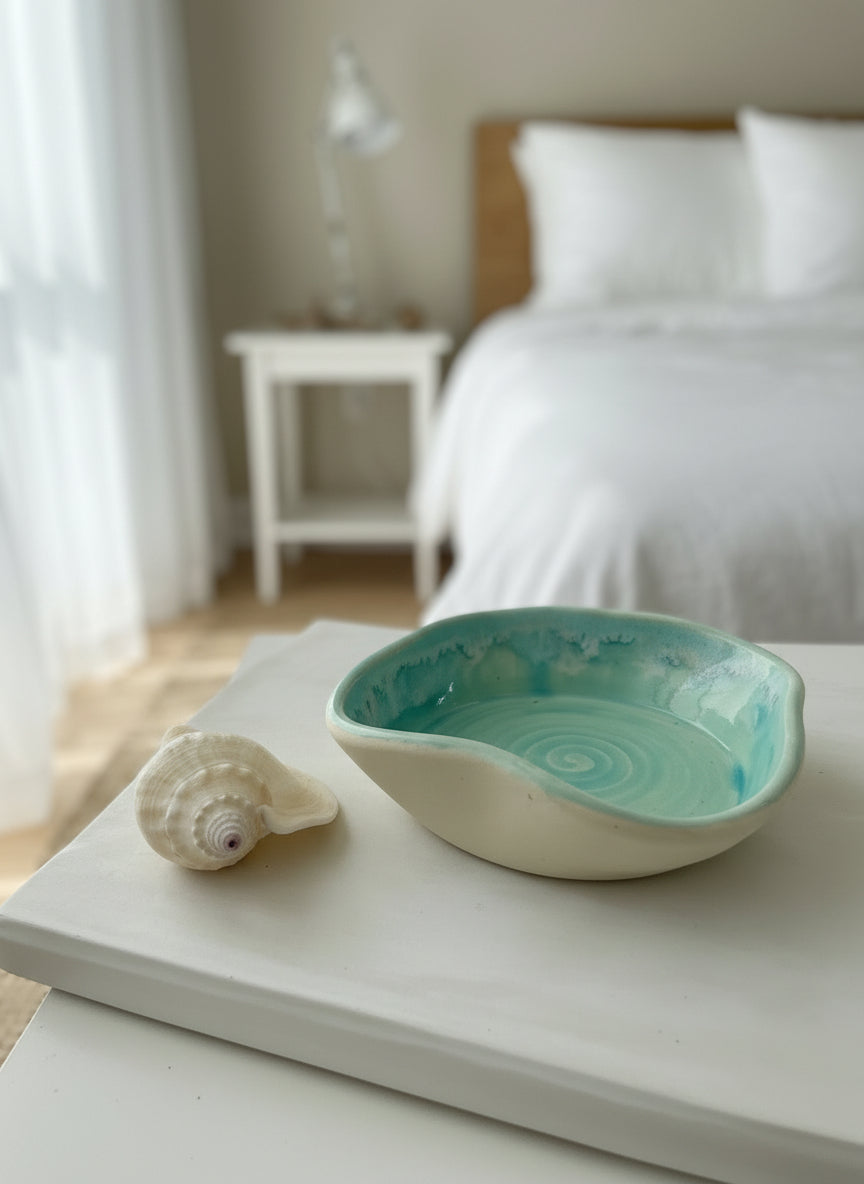 Wave ceramic trinket bowl