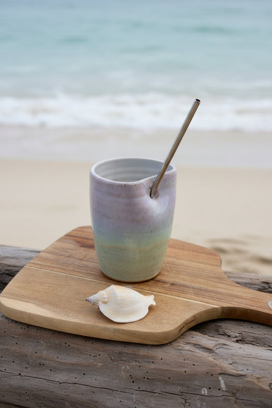 Ceramic handmade Tumbler with straw