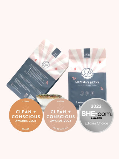 Australian Grown Coffee - 250g whole beans or ground - Full taste, low acidity, less caffeine