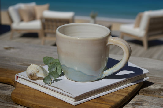 Australian handmade ceramic mug with peach and blue - Veradee Designs